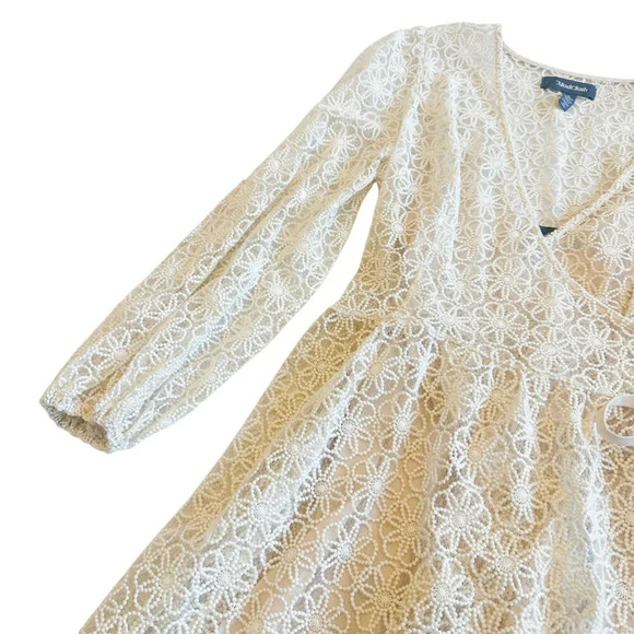 Modcloth Magic in the Air Wrap Dress Ivory Floral Lace w/ Liner Size Small NWT - Picture 5 of 14